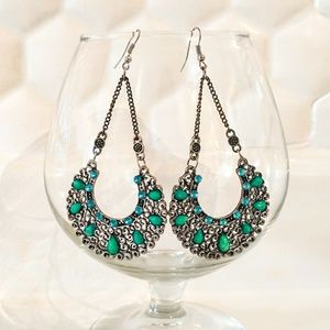 Dangle Earrings with Turquoise and blue stones